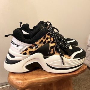 Naked Wolfe Track Sneakers in Leopard / Pony